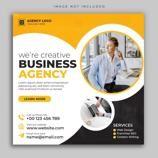 Digital marketing agency social media post and corporate business web banner template