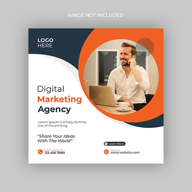 PSD digital marketing agency social media post instagram post and web banner ads template psd