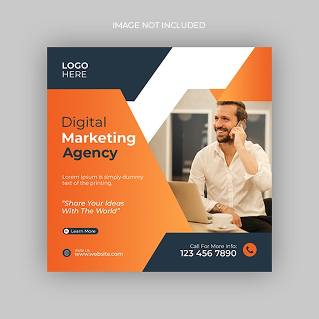 PSD digital marketing agency social media post instagram post and web banner ads template psd