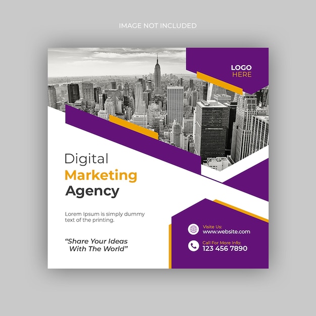 Digital marketing agency social media post instagram post and web banner template premium PSD