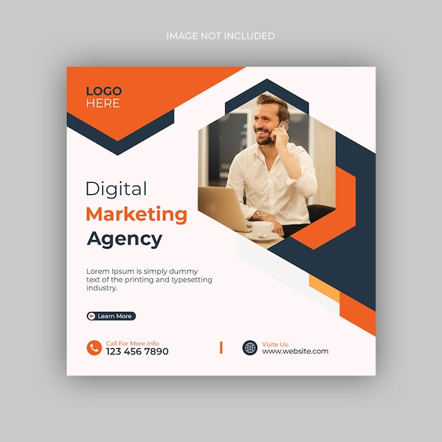 PSD digital marketing agency social media post instagram post and web banner template