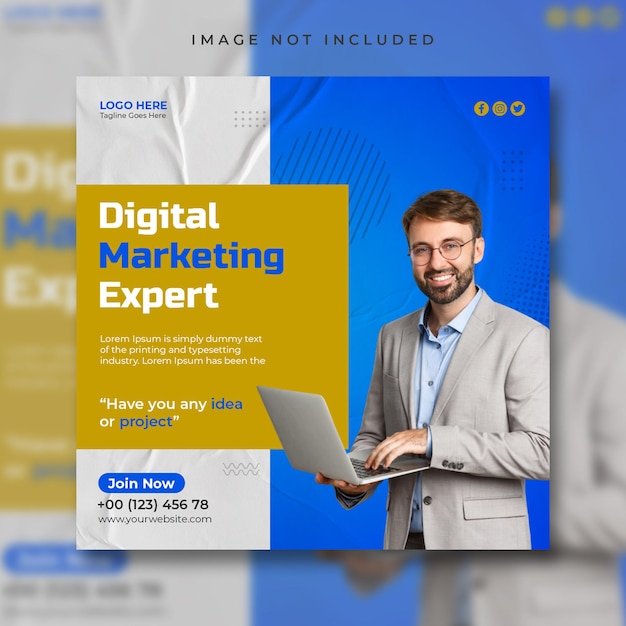 PSD digital marketing agency social media post template and banner