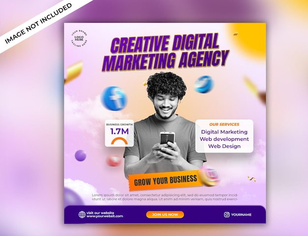 Digital marketing agency social media post template or instagram post