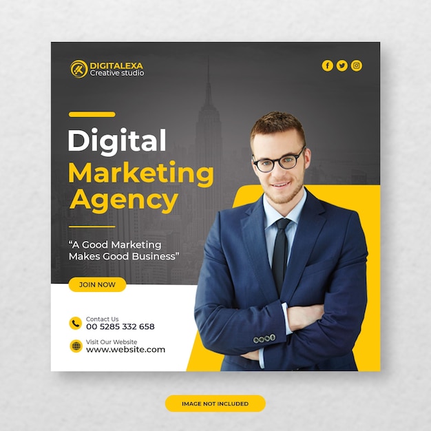 PSD digital marketing agency social media post template premium psd