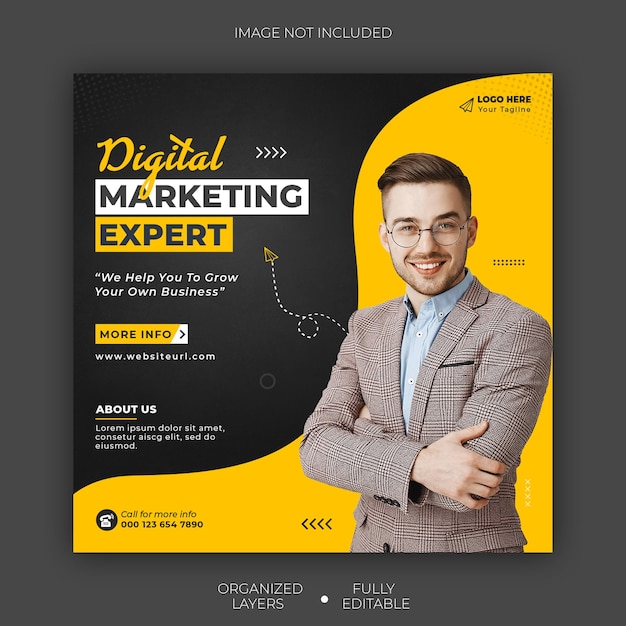 Digital marketing agency social media promotion instagram and facebook post template banner