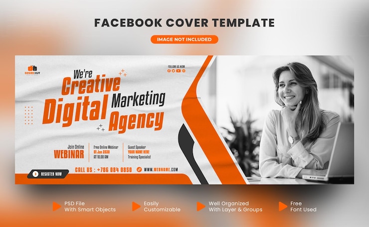 PSD digital marketing agency social media unique design cover post template
