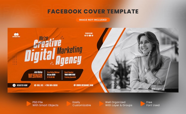 PSD digital marketing agency social media unique design cover post template
