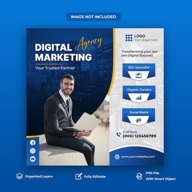 PSD digital marketing agency social media web banner or instagram psd template