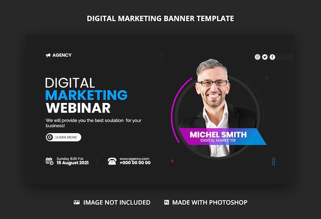 Digital marketing agency web banner and Youtube thumbnail template