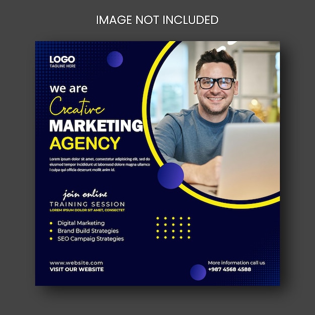 Digital marketing agency webinar and corporate social media post PSD