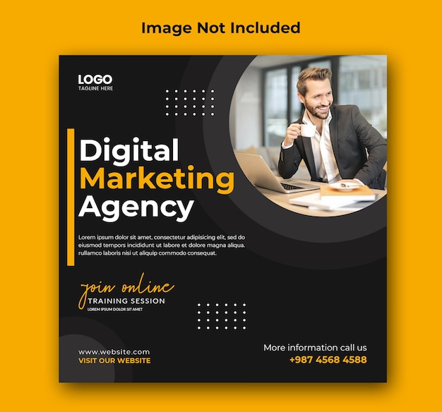 Digital marketing agency webinar and corporate social media post PSD