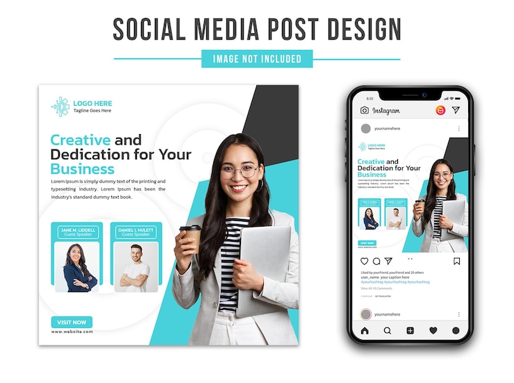 PSD digital marketing business agency promotional services biedt social media postontwerp aan
