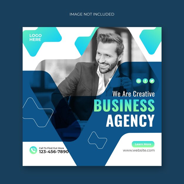 PSD デジタルマーケティングビジネスエージェンシーのソーシャルメディアの投稿とwebバナーテンプレート