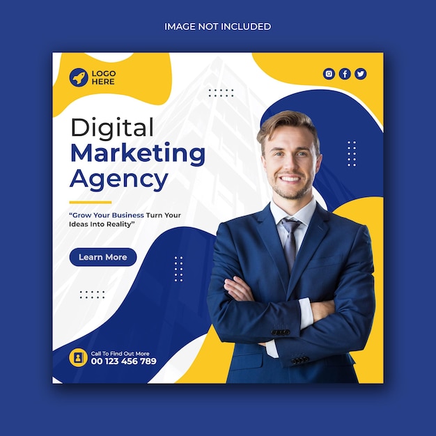 Digital marketing business agency social media post and web banner template