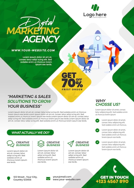 PSD digital marketing company business green flyer psd