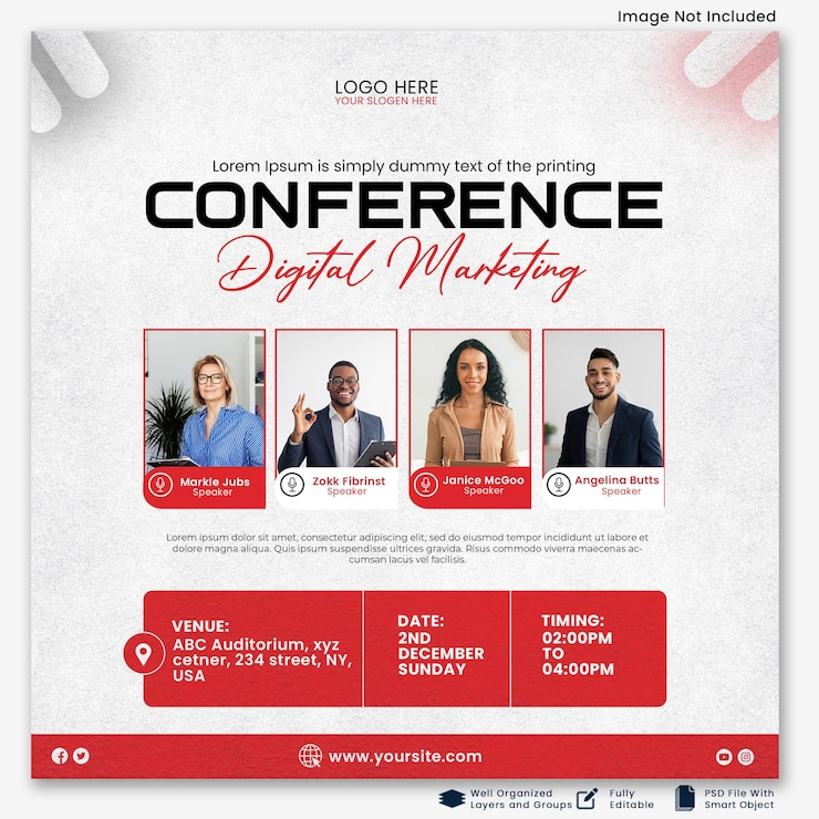 PSD digital marketing conference promotional social media instagram post
