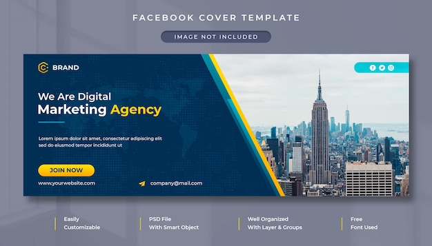 PSD modello di copertina facebook e banner web per agenzia di marketing digitale e business aziendale