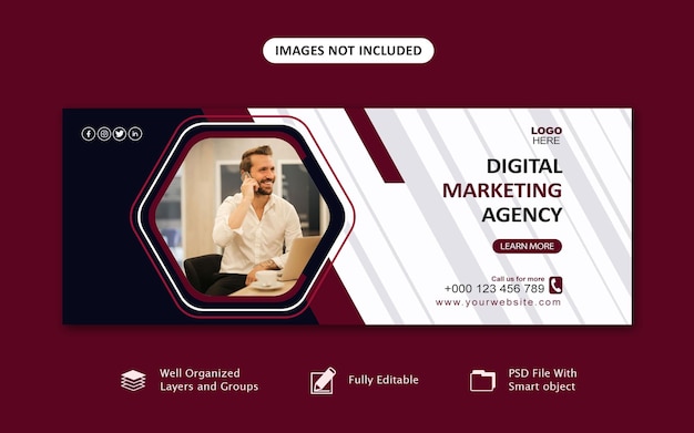 Digital marketing and corporate business facebook page cover banner template