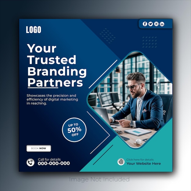 Digital marketing and corporate business service social media post banner template design
