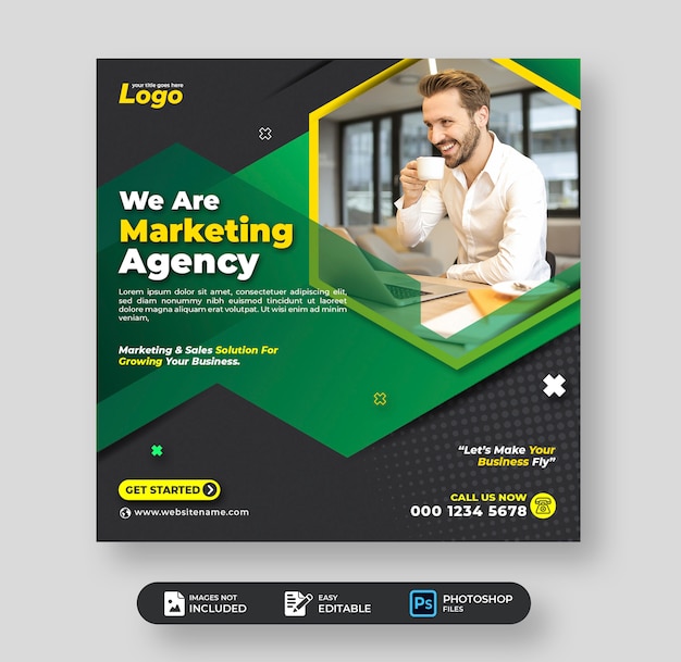 PSD digital marketing corporate business social media post template