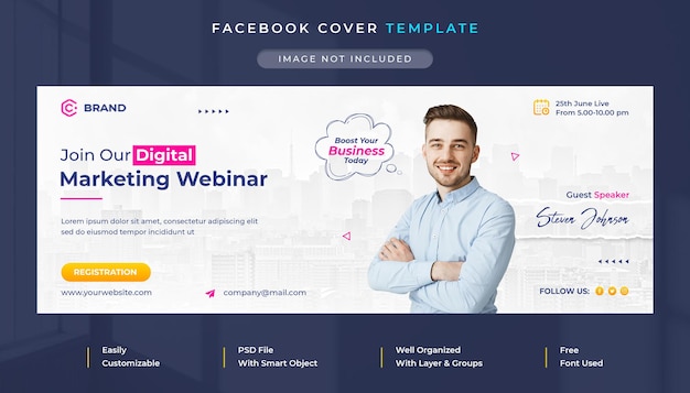 Digital marketing and corporate live webinar facebook cover and web banner template