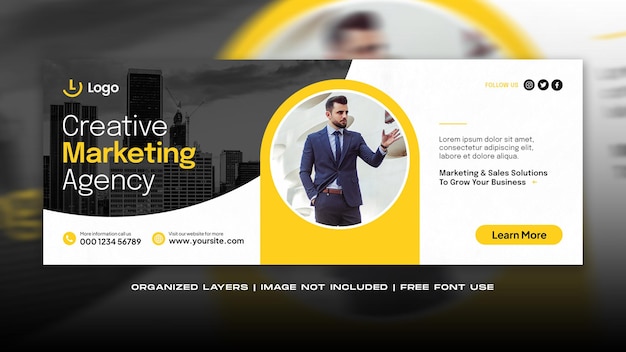 Digital marketing corporate modern facebook cover banner template