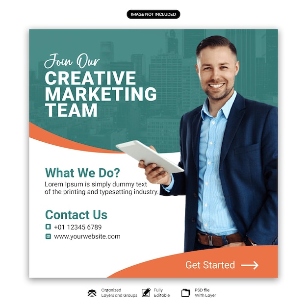 Digital marketing corporate social media and agency banner or instagram post template