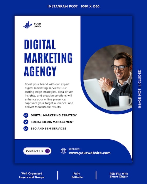 digital marketing corporate social media and agency poster or instagram post template