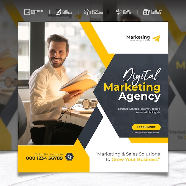 Digital marketing corporate social media and instagram post template