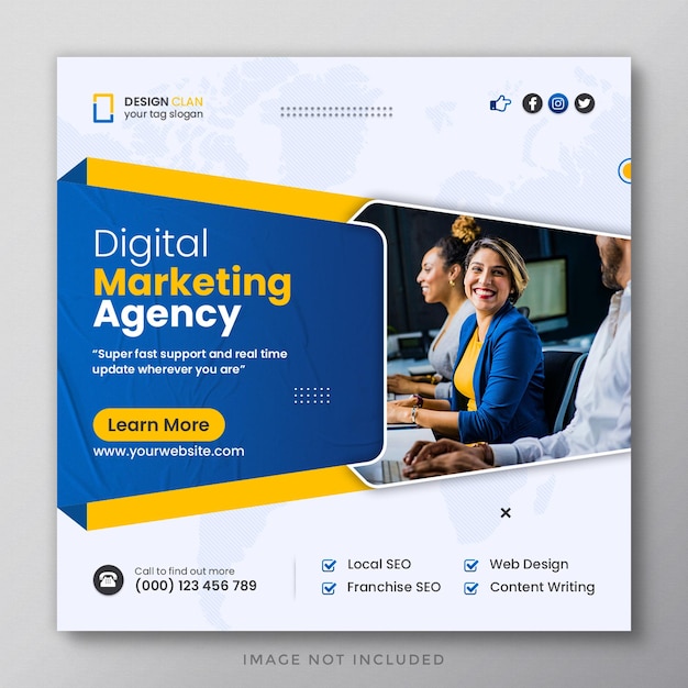 Digital marketing corporate social media post and web banner template