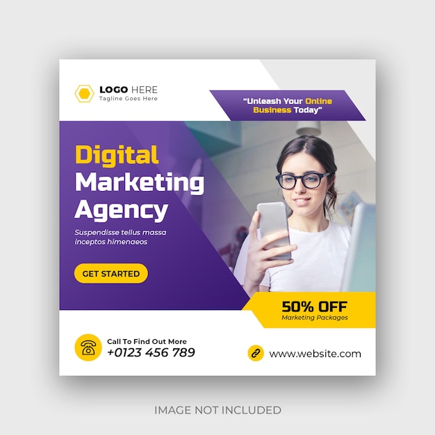 Digital marketing corporate social media post and web banner template