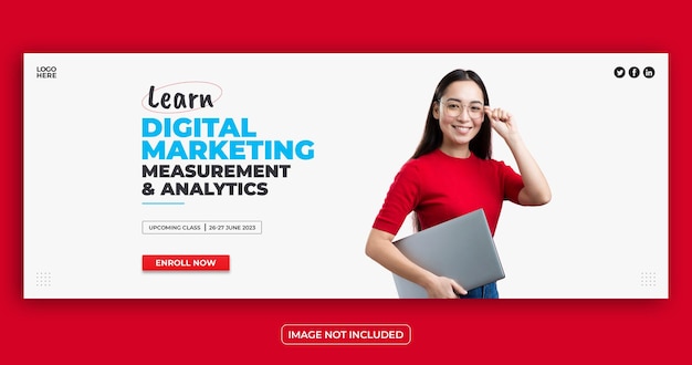 PSD digital marketing course facebook cover banner template