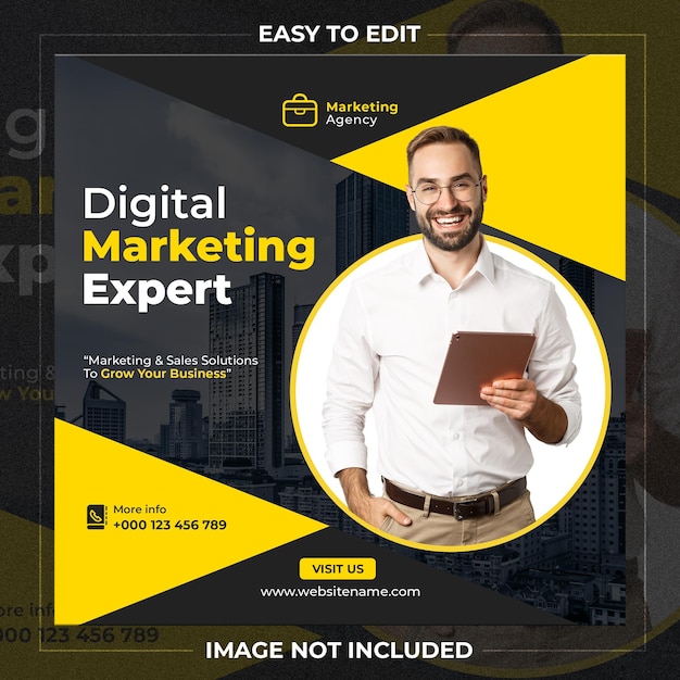 PSD digital marketing expert and corporate social media post template