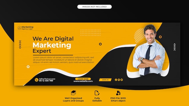 PSD digital marketing expert facebook page cover template