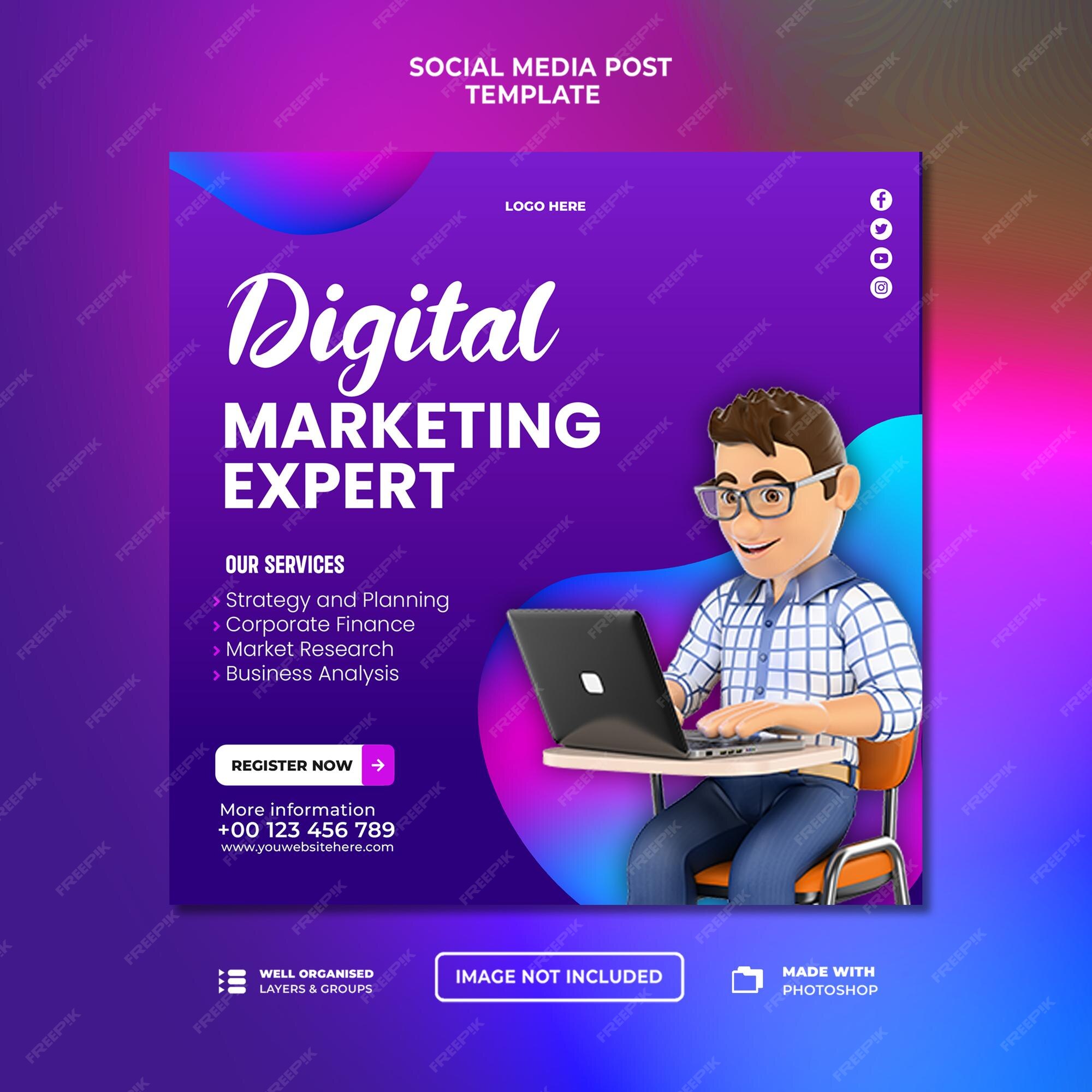 Premium PSD | Digital marketing expert social media post template 
