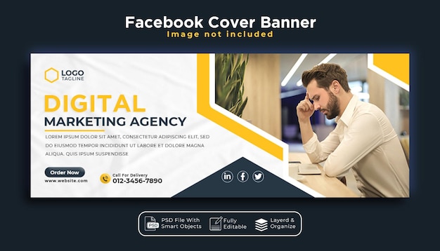 Modello di banner per la copertina di facebook di marketing digitale