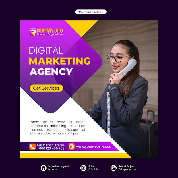 Digital marketing instagram post or social media banner template