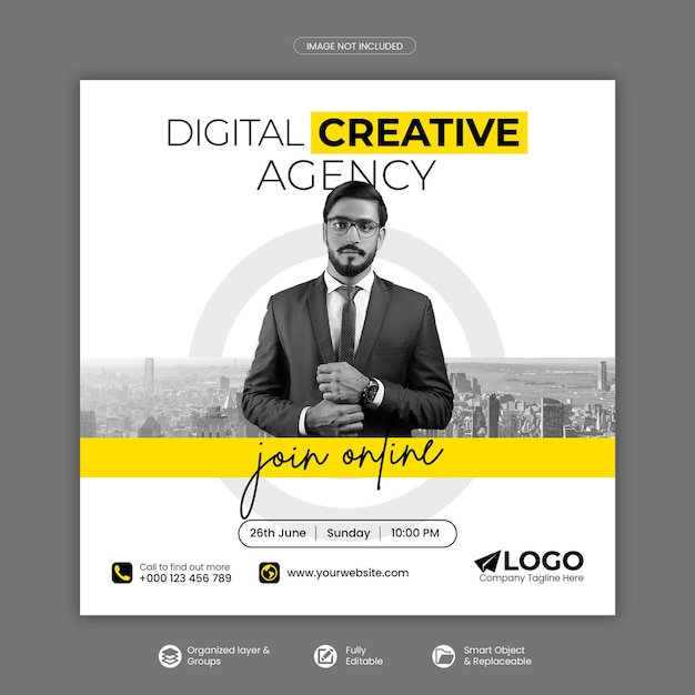 Digital marketing instagram post or social media banner template