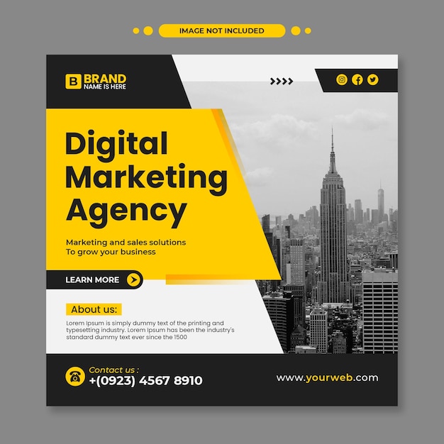 Digital marketing instagram social media post or square flyer banner template