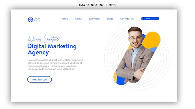 Digital marketing landing page header ui design template