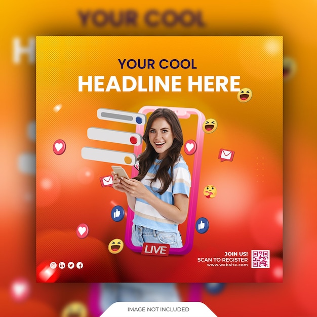 Digital Marketing live talkshow webinar social media template