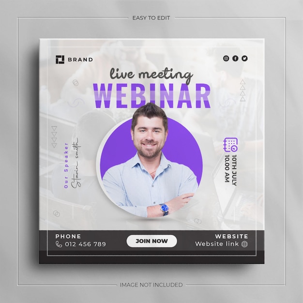 Digital marketing live webinar and branding social media post