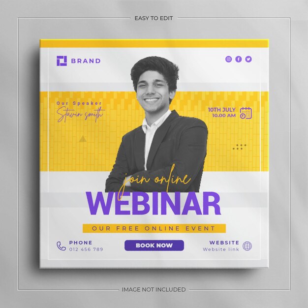 PSD digital marketing live webinar and branding social media post