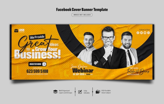 Webinar live di marketing digitale e modello di banner di copertina facebook aziendale psd premium