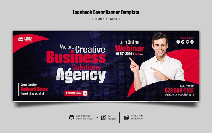 PSD digital marketing live webinar and corporate facebook cover banner template premium psd