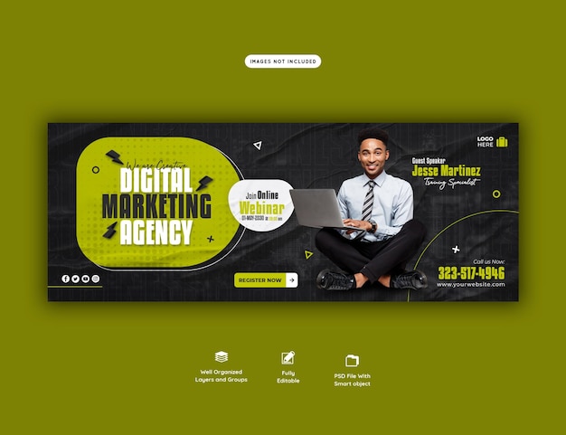 PSD digital marketing live webinar and corporate facebook cover template