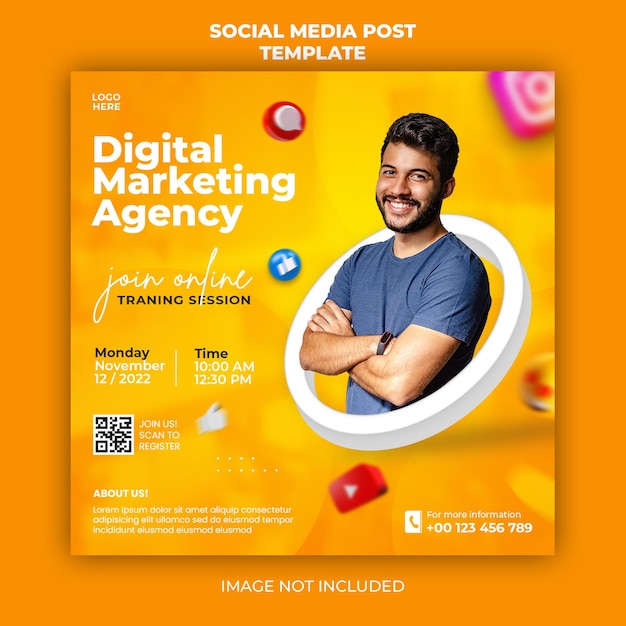 PSD digital marketing live webinar and corporate social media post banner template