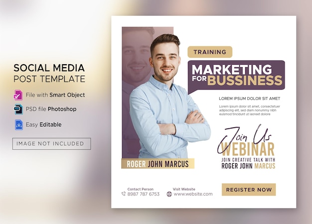 PSD digital marketing live webinar and corporate social media post or square flyer template premium psd