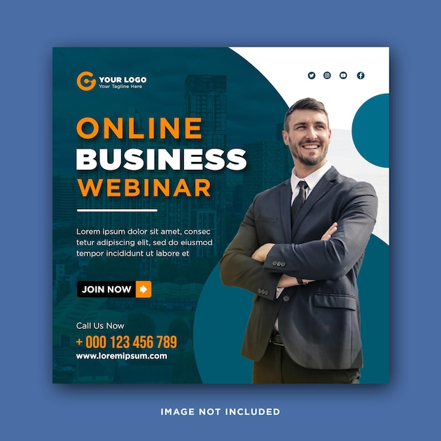 digital marketing live webinar and corporate social media post or template banner