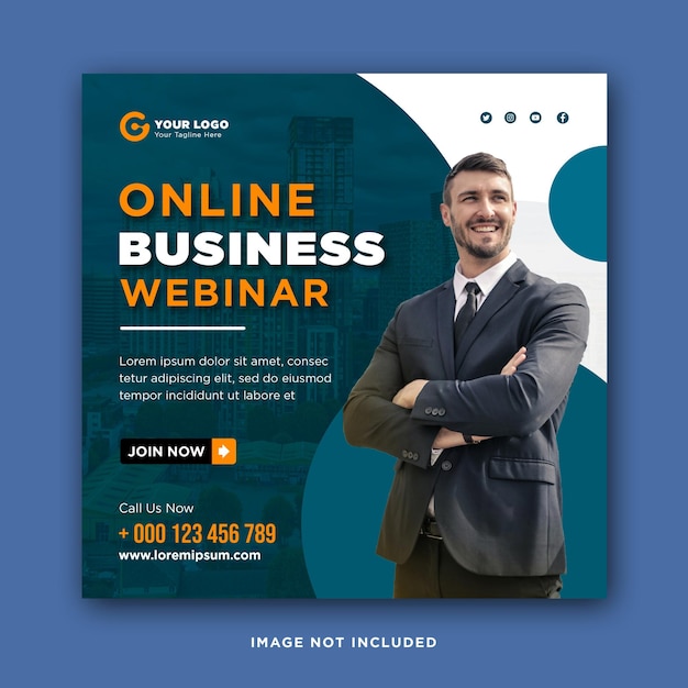 Digital marketing live webinar and corporate social media post or template banner